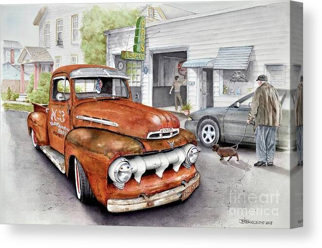 Rust Canvas Print featuring the painting Vintage Ford F1 by Jeanette Ferguson