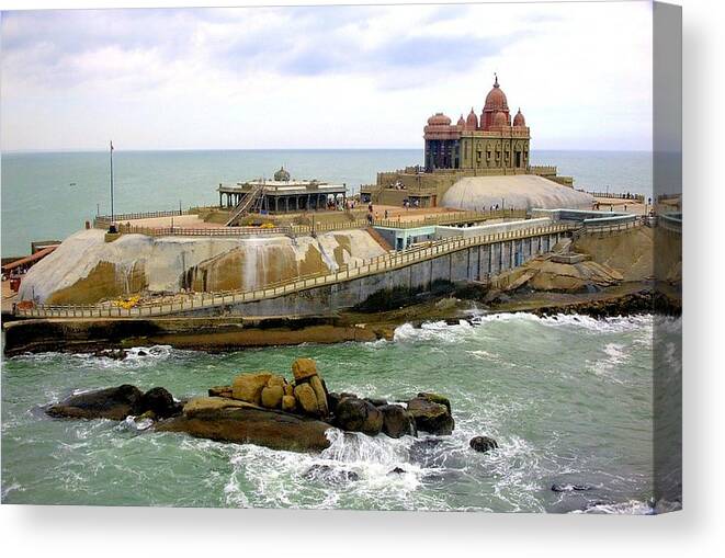 Tranquility Canvas Print featuring the photograph Vivekananda Rock - India by My Image