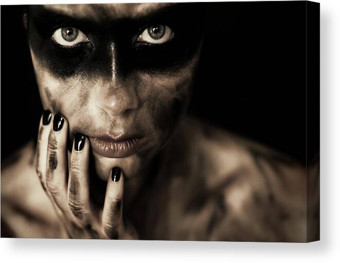 Woman Canvas Print featuring the photograph Warpaint by Bart Peeters