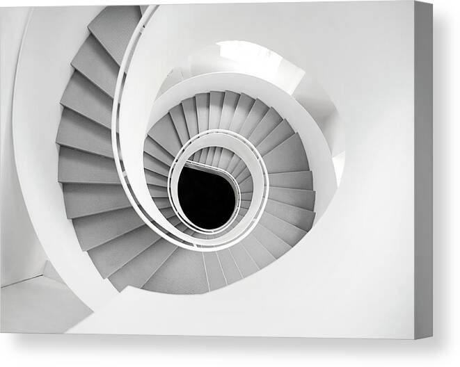 Tranquility Canvas Print featuring the photograph White Spiral Stairs by Roc Canals Photography