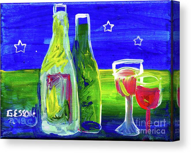 Wine Canvas Print featuring the painting Wine For Two by Genevieve Esson