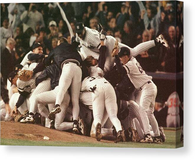 Celebration Canvas Print featuring the photograph World Series 6 Yankees by Al Bello