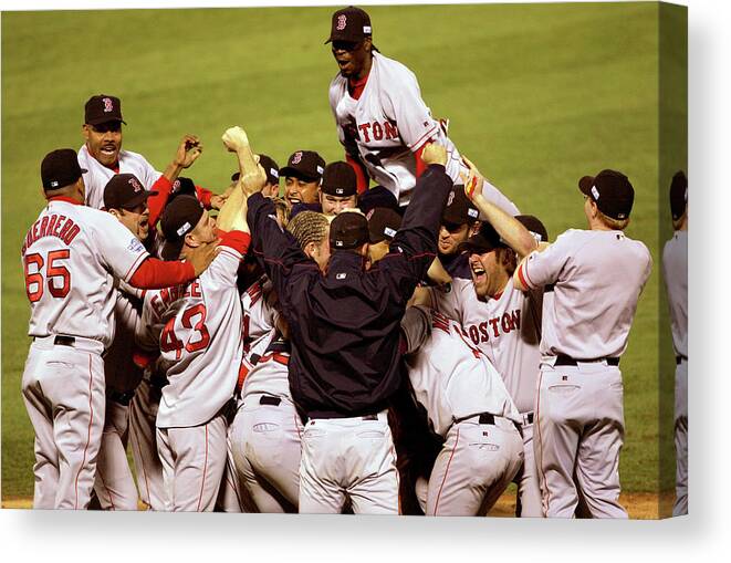 Celebration Canvas Print featuring the photograph World Series Red Sox V Cardinals Game 4 by Stephen Dunn