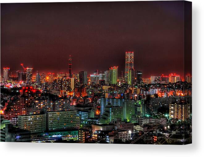 Yokohama Canvas Print featuring the photograph Yokohama Cityscape by Copyright Artem Vorobiev