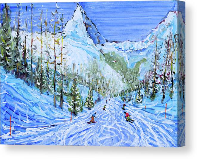 Zermatt Canvas Print featuring the painting Zermatt Ski Print by Pete Caswell