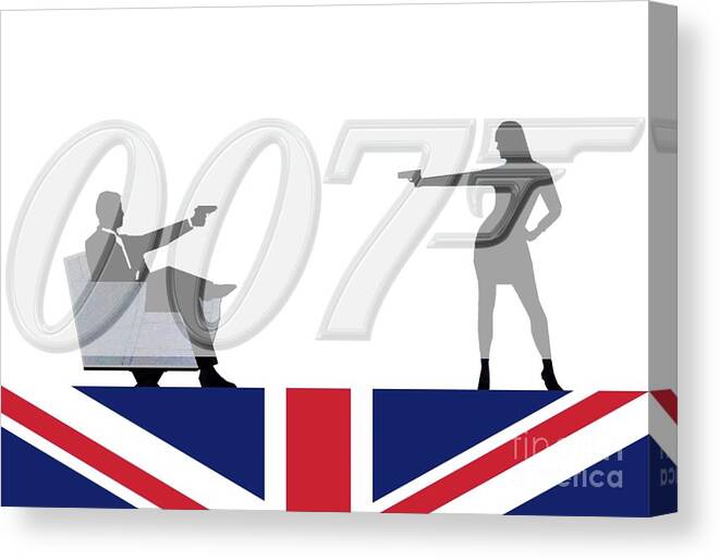 James Bond Canvas Print featuring the digital art 007 Silhouette by John Lyes