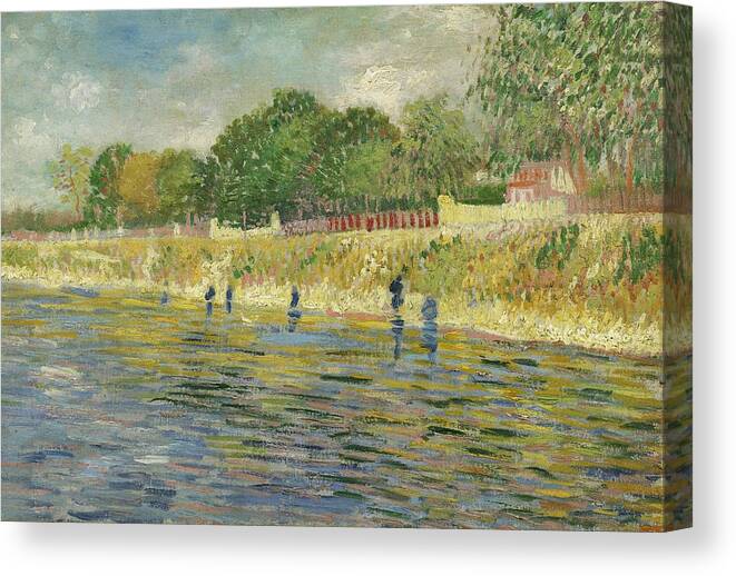  Canvas Print featuring the painting Bank of the Seine #1 by Vincent van Gogh