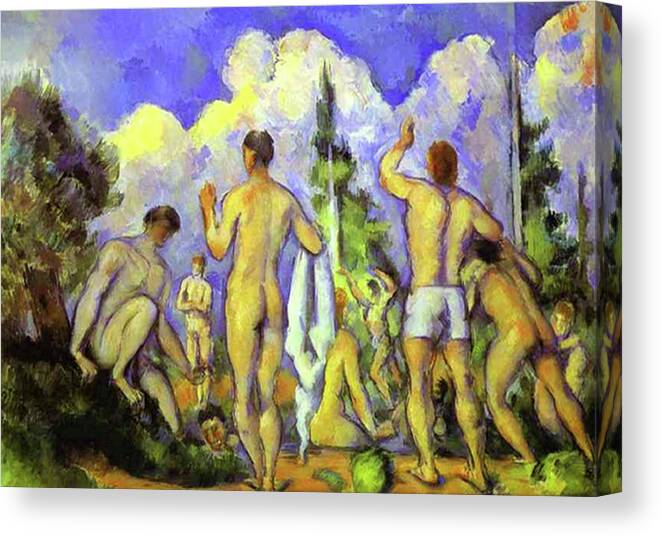 Paul Cezanne Canvas Print featuring the painting Bathers #1 by Paul Cezanne