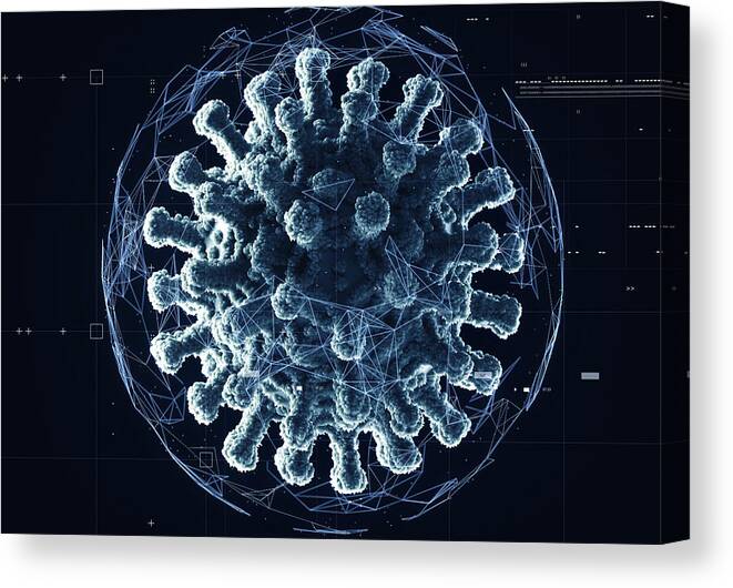 Cold And Flu Canvas Print featuring the photograph Coronavirus exploding #1 by Andriy Onufriyenko