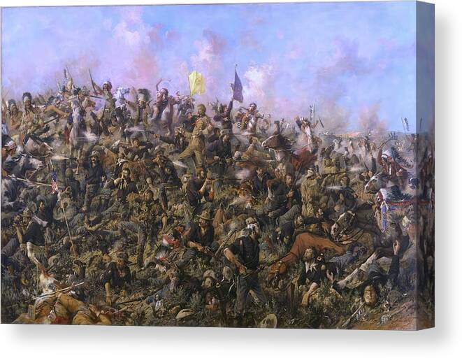 General Custer's Death Struggle Canvas Print featuring the painting Custers Last Stand #2 by Edgar S Paxson