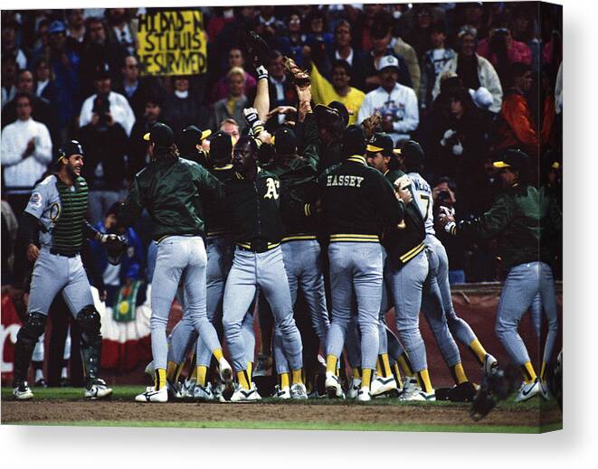 Candlestick Park Canvas Print featuring the photograph Dennis Eckersley #1 by Mlb Photos