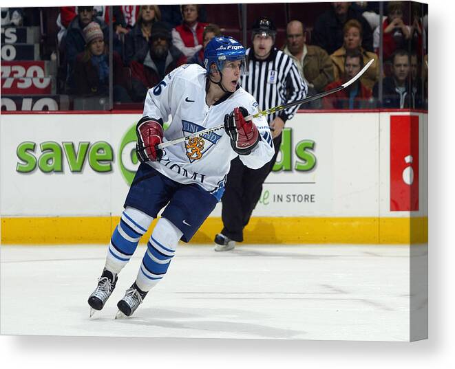 People Canvas Print featuring the photograph IIHF World U20 Championships: Sweden v Finland #1 by Dave Sandford