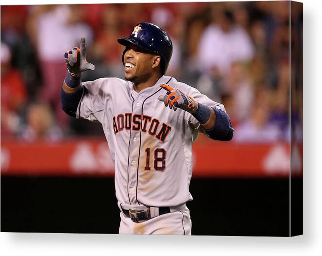 People Canvas Print featuring the photograph Luis Valbuena by Stephen Dunn