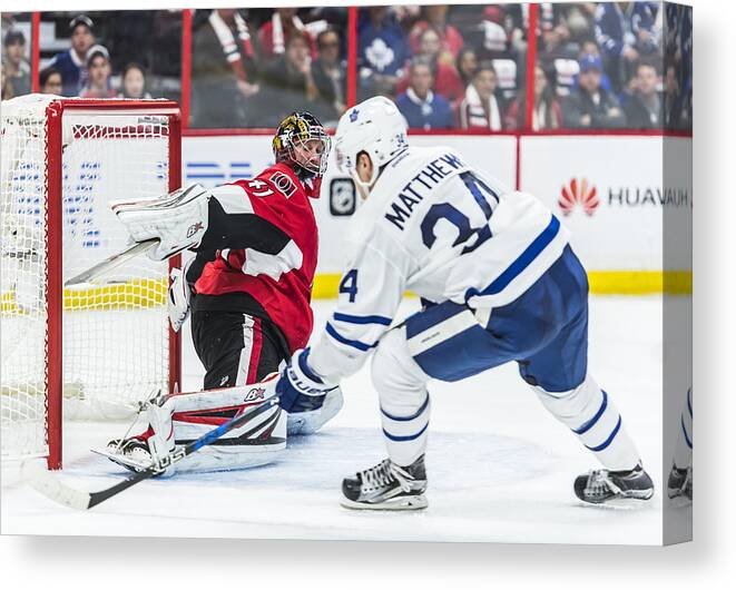Scoring Canvas Print featuring the photograph NHL: OCT 12 Maple Leafs at Senators #1 by Icon Sportswire