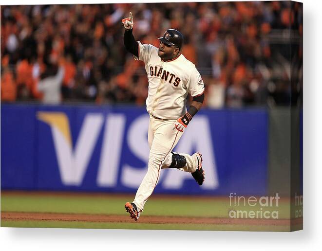 San Francisco Canvas Print featuring the photograph Pablo Sandoval and Justin Verlander by Doug Pensinger