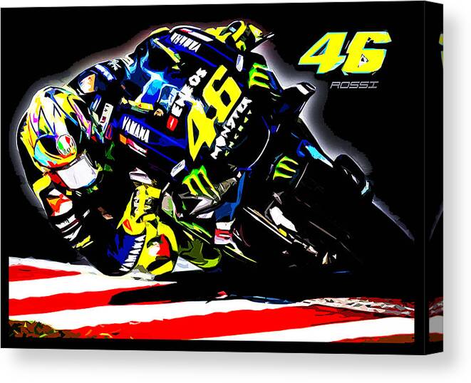 Valentino Rossi MotoGP World Champion Stretched Canvas Wall Art 