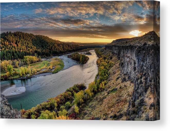 Autumn Canvas Print featuring the photograph River Magic #1 by Leland D Howard