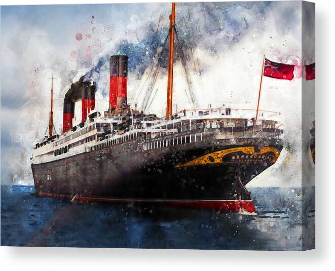 Steamship Canvas Print featuring the digital art R.M.S. Berengaria by Geir Rosset