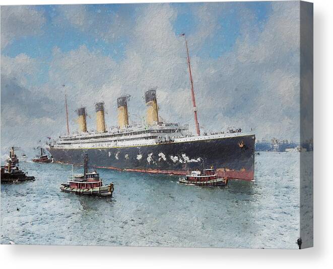 Steamer Canvas Print featuring the digital art R.M.S. Olympic by Geir Rosset