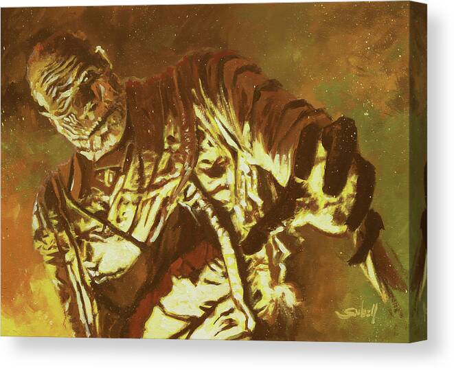 The Mummy Canvas Print featuring the painting The Mummy by Sv Bell