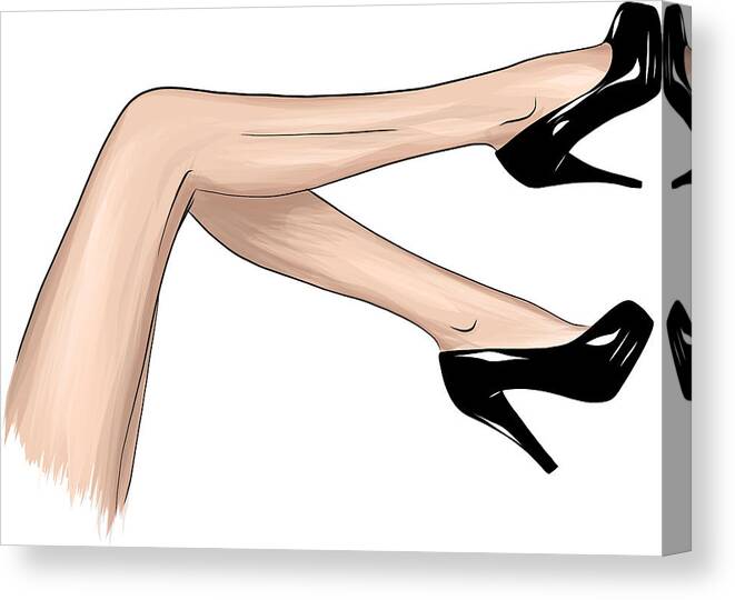 Vector girls in high heels. Fashion illustration. Female legs in