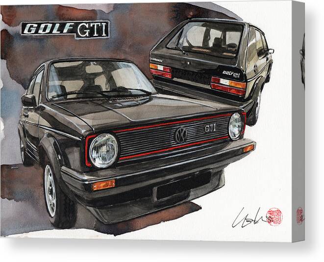 Vw Canvas Print featuring the painting VW Golf GTI #1 by Yoshiharu Miyakawa