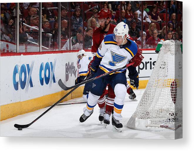 People Canvas Print featuring the photograph St Louis Blues v Arizona Coyotes #10 by Christian Petersen