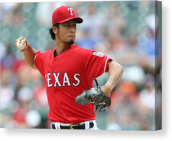 American League Baseball Canvas Print featuring the photograph Yu Darvish #13 by Rick Yeatts