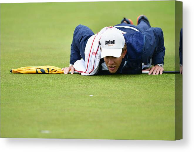 Patrick Reed Canvas Print featuring the photograph 145th Open Championship - Day Two by Stuart Franklin