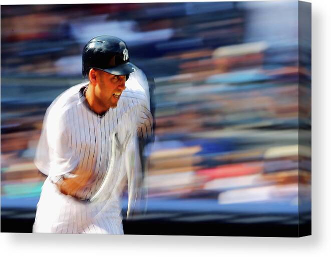 Ninth Inning Canvas Print featuring the photograph Derek Jeter #15 by Al Bello