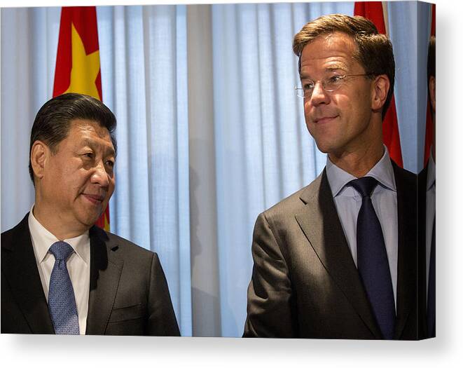 Mark Rutte Canvas Print featuring the photograph World Leaders Gather For Nuclear Security Summit 2014 by Pool