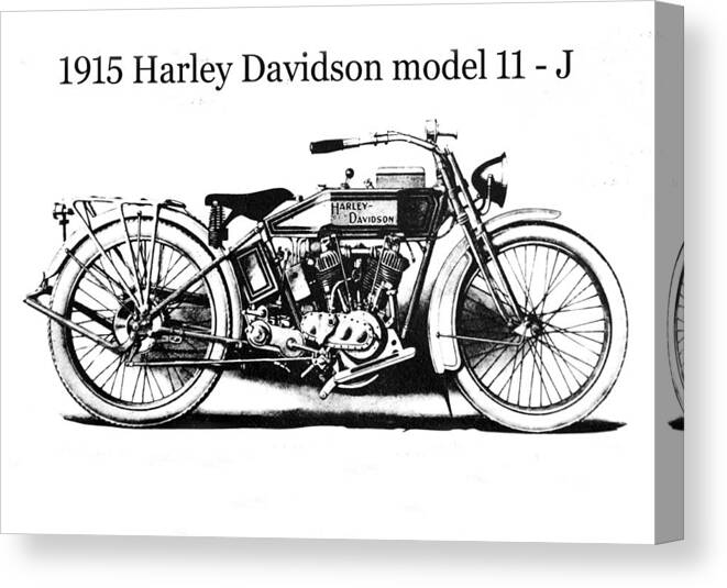 Harley Davidson Canvas Print featuring the mixed media 1915 Harley Davidson model 11 J by David Lee Thompson