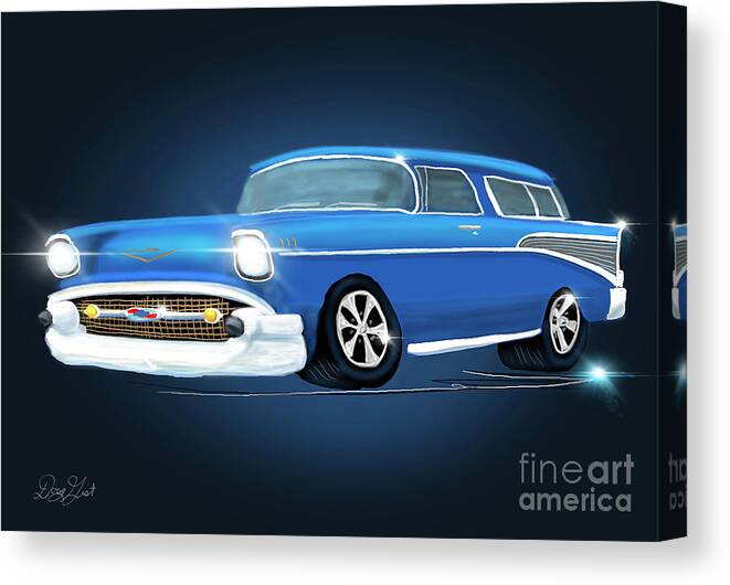 Hot Rod Canvas Print featuring the digital art 1957 Chevy Nomad by Doug Gist