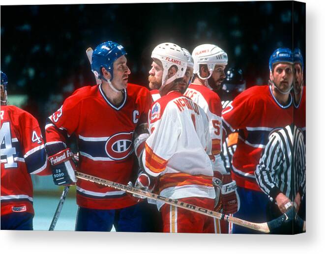 People Canvas Print featuring the photograph 1989 Stanley Cup Finals: Montreal Canadiens v Calgary Flames by Bruce Bennett