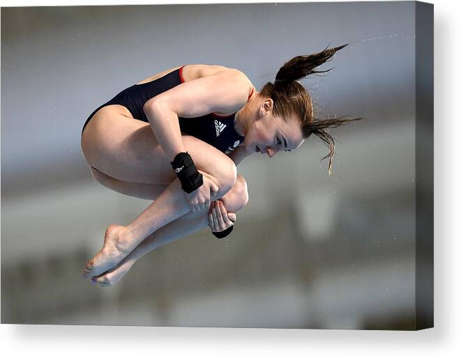 Diving Into Water Canvas Print featuring the photograph Diving - Day 6: Baku 2015 - 1st European Games #2 by Matthias Hangst