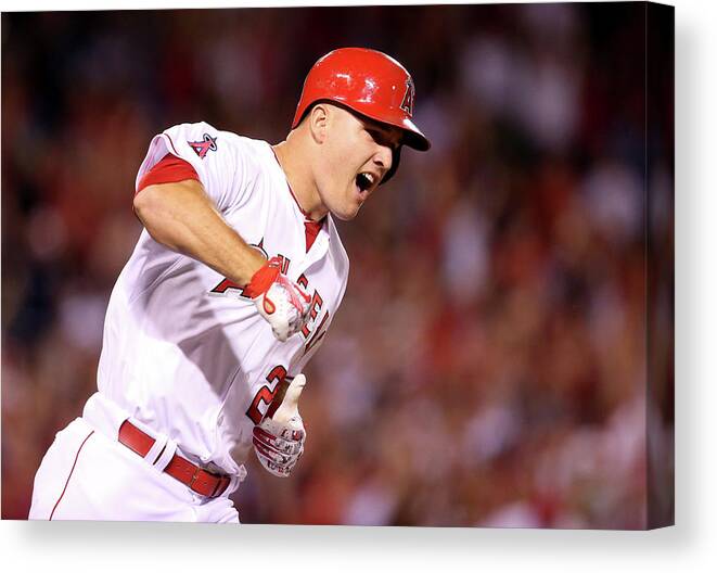 Mike Trout Canvas Print featuring the photograph Mike Trout by Stephen Dunn