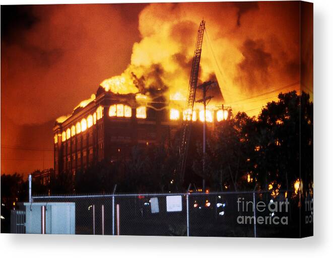 Fire Canvas Print featuring the photograph 9-02-85 Passaic, NJ Labor Day Fire, Conflagration #22 by Steven Spak