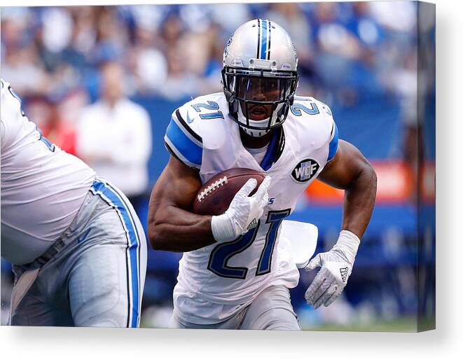Indianapolis Colts Canvas Print featuring the photograph Detroit Lions v Indianapolis Colts #27 by Joe Robbins