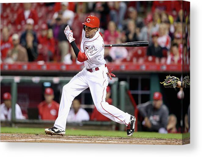 Great American Ball Park Canvas Print featuring the photograph Billy Hamilton #3 by Andy Lyons