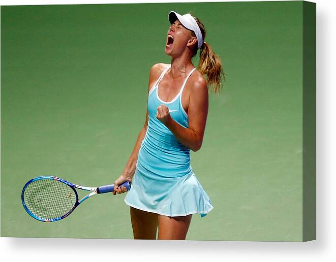 Tennis Canvas Print featuring the photograph BNP Paribas WTA Finals: Singapore 2015 - Day One #3 by Julian Finney