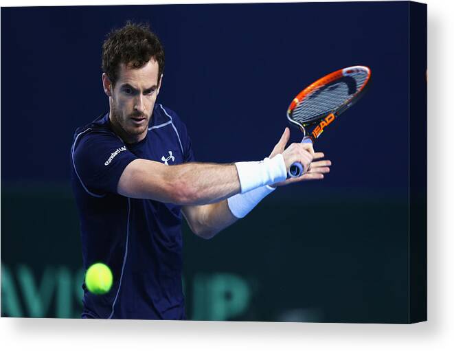 Playoffs Canvas Print featuring the photograph Great Britain v Japan - Davis Cup: Day One #3 by Clive Brunskill
