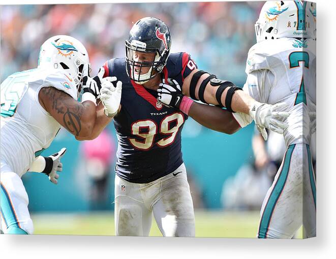 Miami Gardens Canvas Print featuring the photograph Houston Texans v Miami Dolphins #3 by Ronald C. Modra
