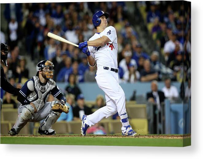 People Canvas Print featuring the photograph Joc Pederson #3 by Stephen Dunn