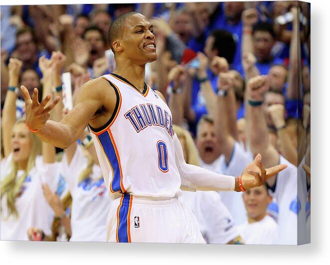 Playoffs Canvas Print featuring the photograph Russell Westbrook #3 by Ronald Martinez