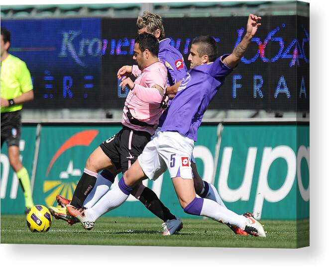 Sport Canvas Print featuring the photograph US Citta di Palermo v ACF Fiorentina - Serie A #3 by Tullio M. Puglia