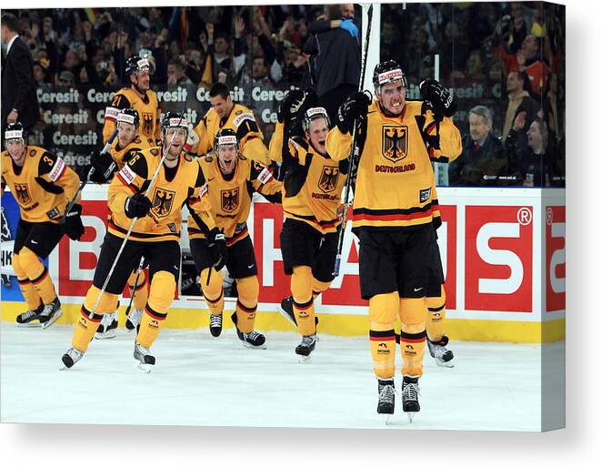 People Canvas Print featuring the photograph USA v Germany - 2010 IIHF World Championship #3 by Martin Rose