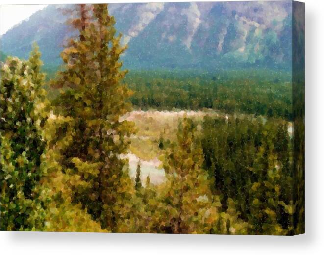 View Icefield Parkway Canadian Rockies Canvas Print featuring the mixed media View Icefield Parkway Canadian Rockies #3 by Asbjorn Lonvig