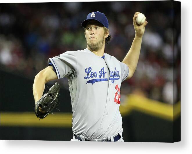 Los Angeles Dodgers Canvas Print featuring the photograph Clayton Kershaw by Christian Petersen