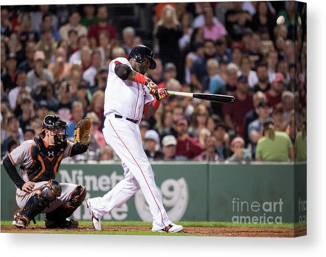 American League Baseball Canvas Print featuring the photograph David Ortiz #4 by Michael Ivins/boston Red Sox