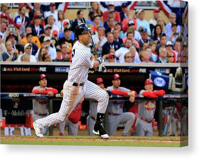 American League Baseball Canvas Print featuring the photograph Derek Jeter by Rob Carr